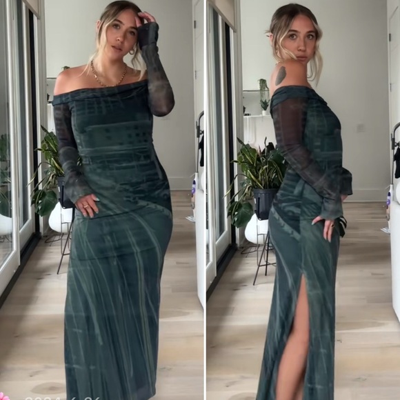 green emerald velvet dress Cityscape Green Midi Dress main image 1